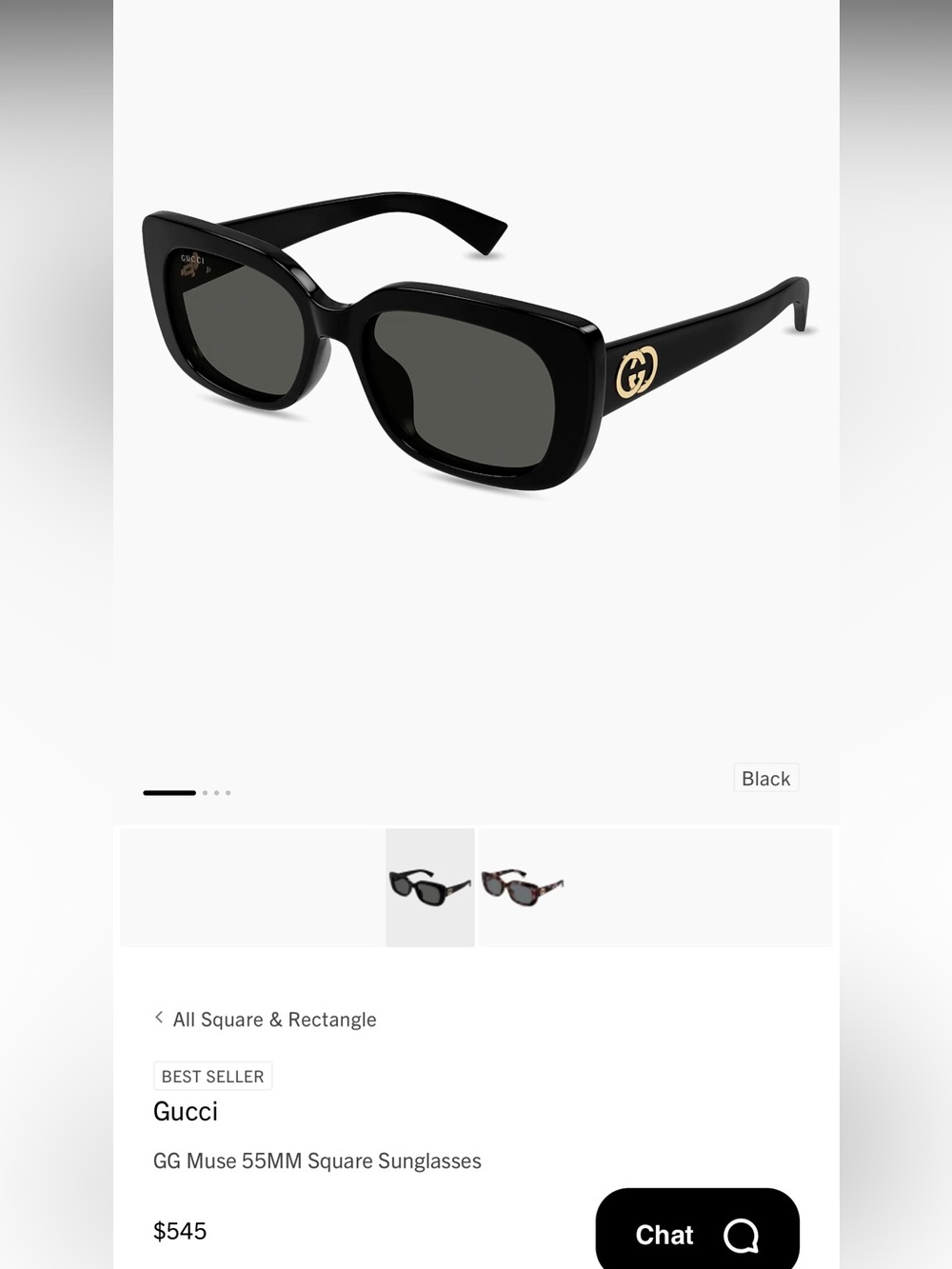 NWT Gucci Oversized Women’s  Black Square Sunglasses with Gold GG Logo